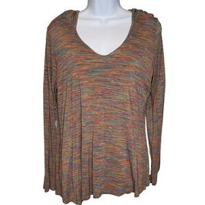 Miraclebody by Miraclesuit Womens Multi Color Striped Hooded‎ Tunic Top Size M